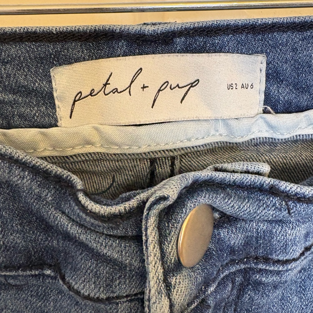 Petal & Pup Blue Denim Wide Leg Sailor Cropped Trouser Jeans Nautical Size 2 - Picture 5 of 7